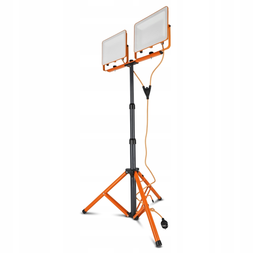 LED-valonheitin jalustalla 2xLED/100W/230V 4500K IP65 oranssi