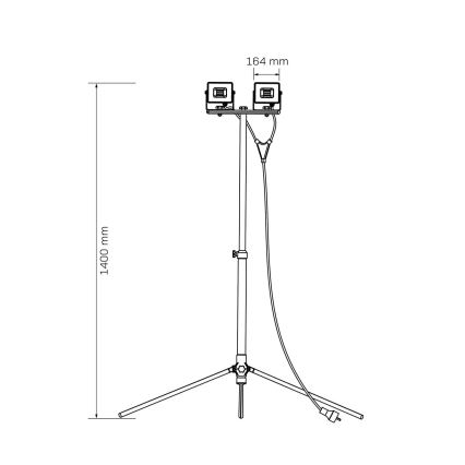 LED-valonheitin jalustalla 2xLED/30W/230V 6500K IP65 keltainen