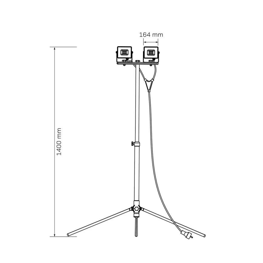 LED-valonheitin jalustalla 2xLED/30W/230V 6500K IP65 keltainen