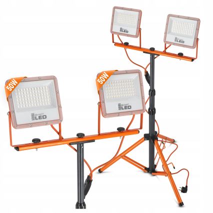 LED-valonheitin jalustalla 2xLED/50W/230V 4500K IP65 oranssi