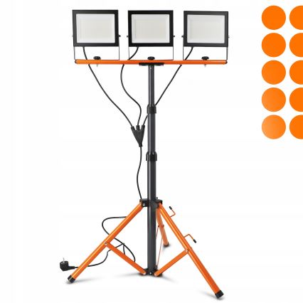 LED-valonheitin jalustalla 3xLED/100W/230V 4500K IP65 musta/oranssi
