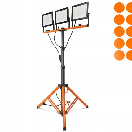 LED-valonheitin jalustalla 3xLED/100W/230V 4500K IP65 musta/oranssi
