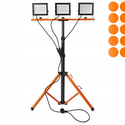 LED-valonheitin jalustalla 3xLED/50W/230V 4500K IP65 musta/oranssi