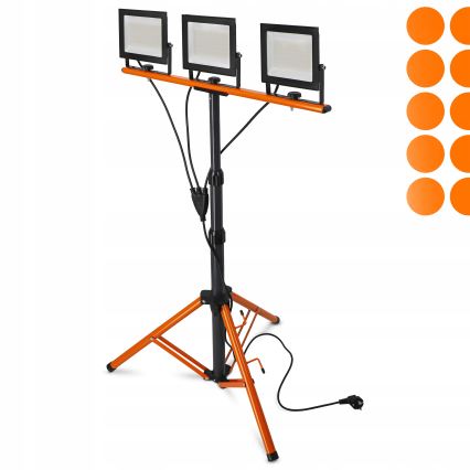 LED-valonheitin jalustalla 3xLED/50W/230V 4500K IP65 musta/oranssi
