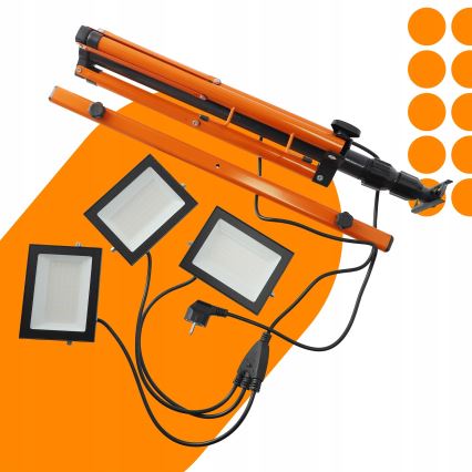 LED-valonheitin jalustalla 3xLED/50W/230V 4500K IP65 musta/oranssi