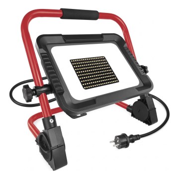 LED-valonheitin jalustalla ELION LED/100W/230V 4000K IP65 punainen/musta