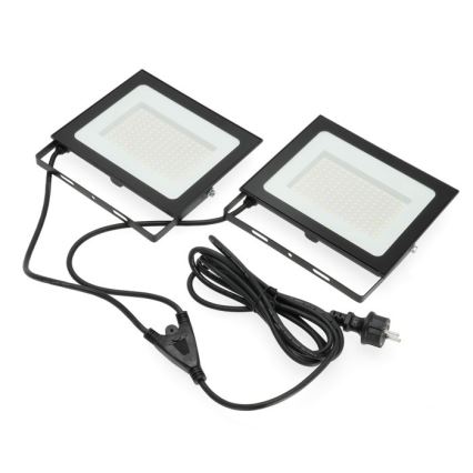 LED Valonheitin jalustalla TIGRA 2xLED/100W/230V 4000K IP54 musta/keltainen