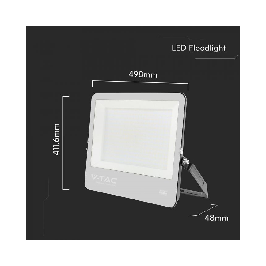 LED-valonheitin LED/300W/230V 4000K IP65 musta