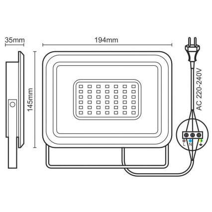 LED-valonheitin LED/50W/230V 4000K IP65