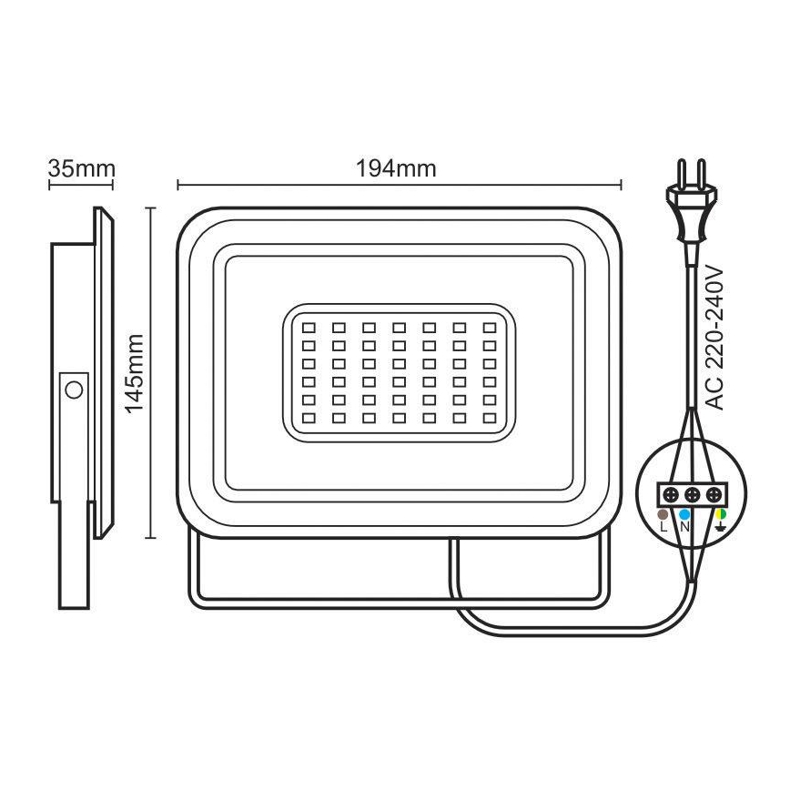 LED-valonheitin LED/50W/230V 4000K IP65