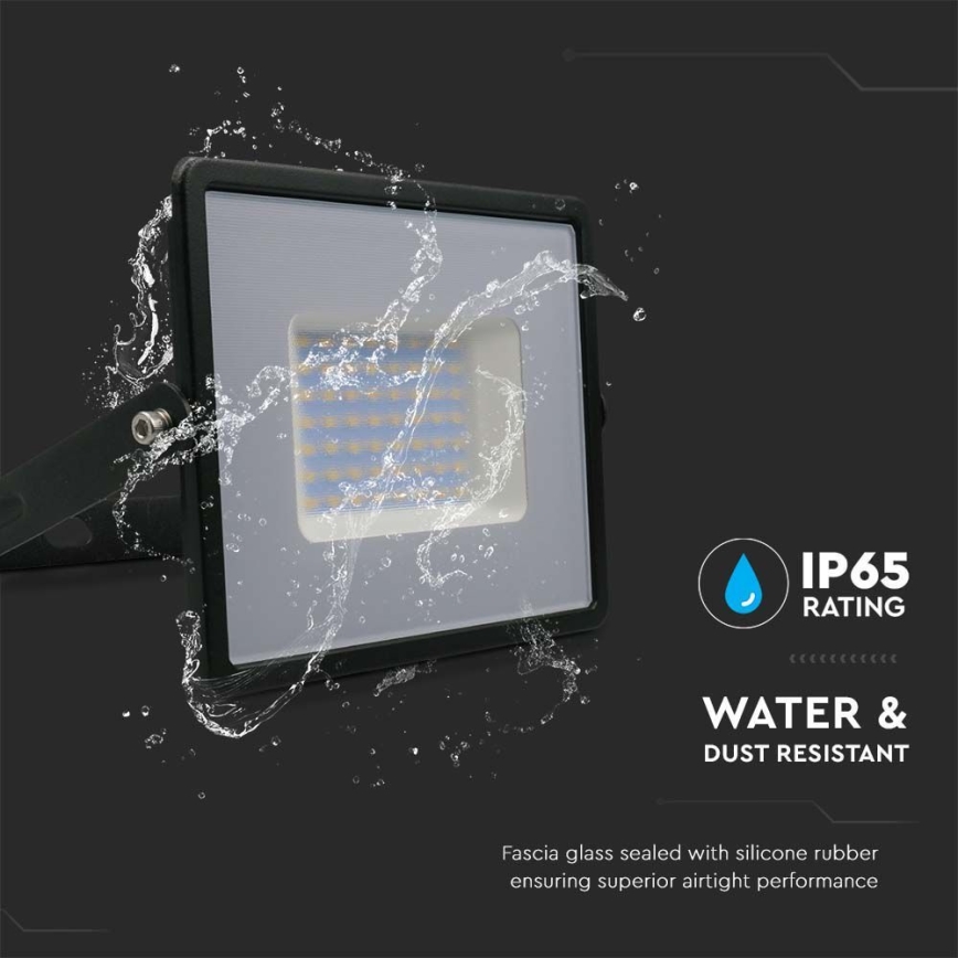 LED-valonheitin LED/50W/230V 6500K IP65 musta