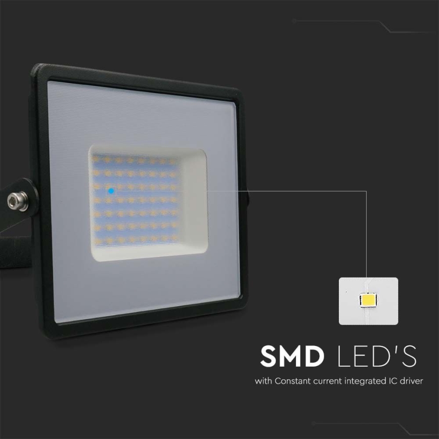 LED-valonheitin LED/50W/230V 6500K IP65 musta