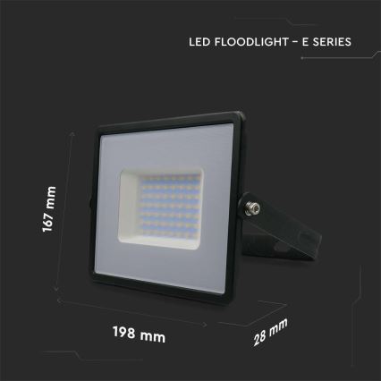 LED-valonheitin LED/50W/230V 6500K IP65 musta