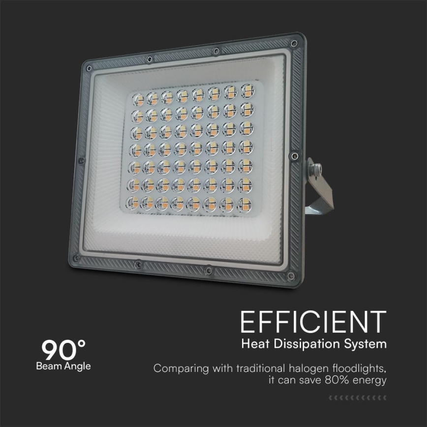 LED-valonheitin LED/50W/230V IP65 3000/4000/6500K harmaa