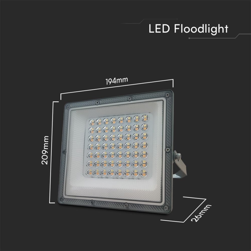 LED-valonheitin LED/50W/230V IP65 3000/4000/6500K harmaa