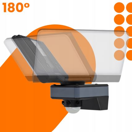 LED-valonheitin liike- ja hämäräkytkimellä LED/44W/230V 4200K IP54 musta