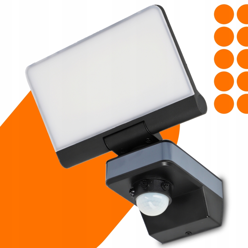 LED-valonheitin liike- ja hämäräkytkimellä LED/44W/230V 4200K IP54 musta