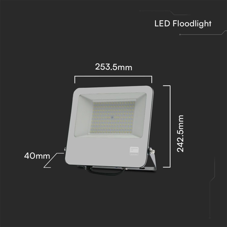 LED-valonheitin SAMSUNG CHIP LED/100W/230V 6400K IP65 musta