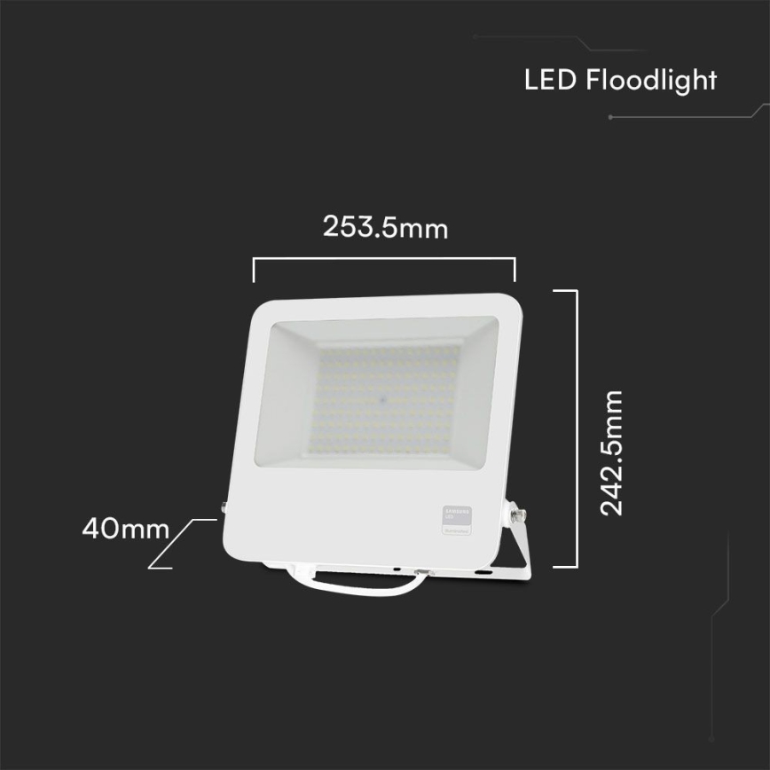 LED-valonheitin SAMSUNG CHIP LED/100W/230V 6400K IP65 valkoinen