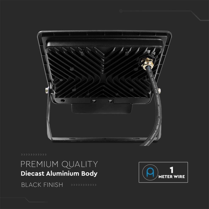 LED-valaisin liiketunnistimella LED/50W/230V 6500K IP65 musta