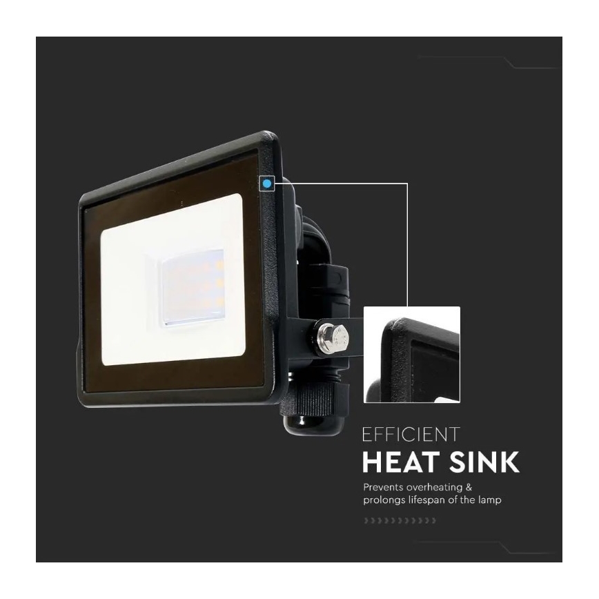 LED-valonheitin suoralla liitännällä SAMSUNG CHIP LED/10W/230V IP65 6500K musta