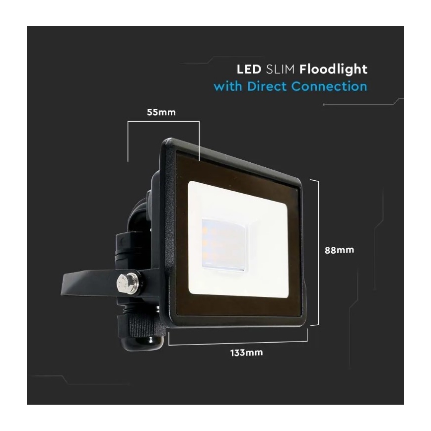 LED-valonheitin suoralla liitännällä SAMSUNG CHIP LED/10W/230V IP65 6500K musta