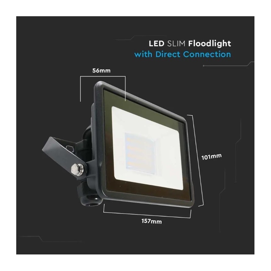 LED Valonheitin suoralla liitännällä SAMSUNG CHIP LED/20W/230V IP65 6500K