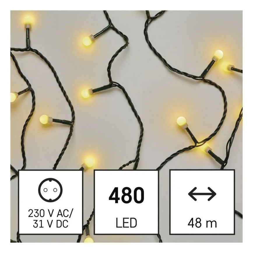 LED-valosarja 480 LEDiä / 8 toimintoa 53 m IP44 lämmin valkoinen