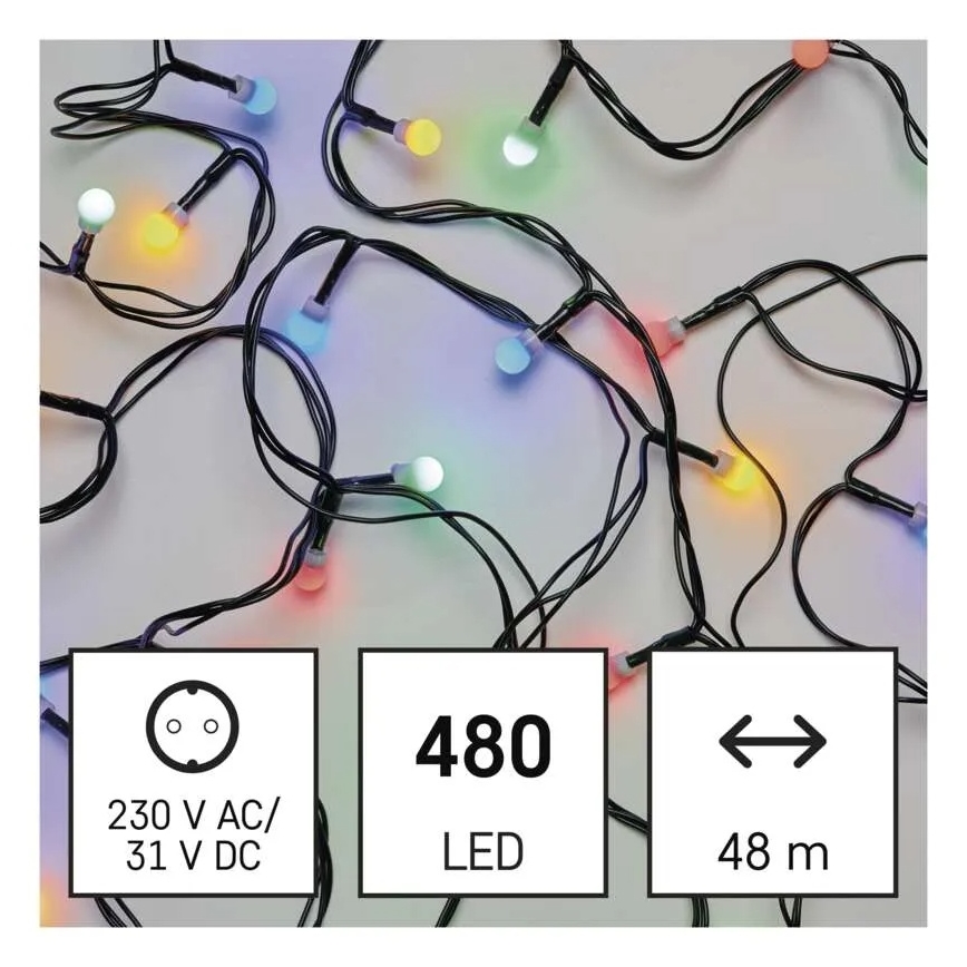 LED-valosarja 480 LEDiä, 8 toimintoa, 53 m, IP44, monivärinen