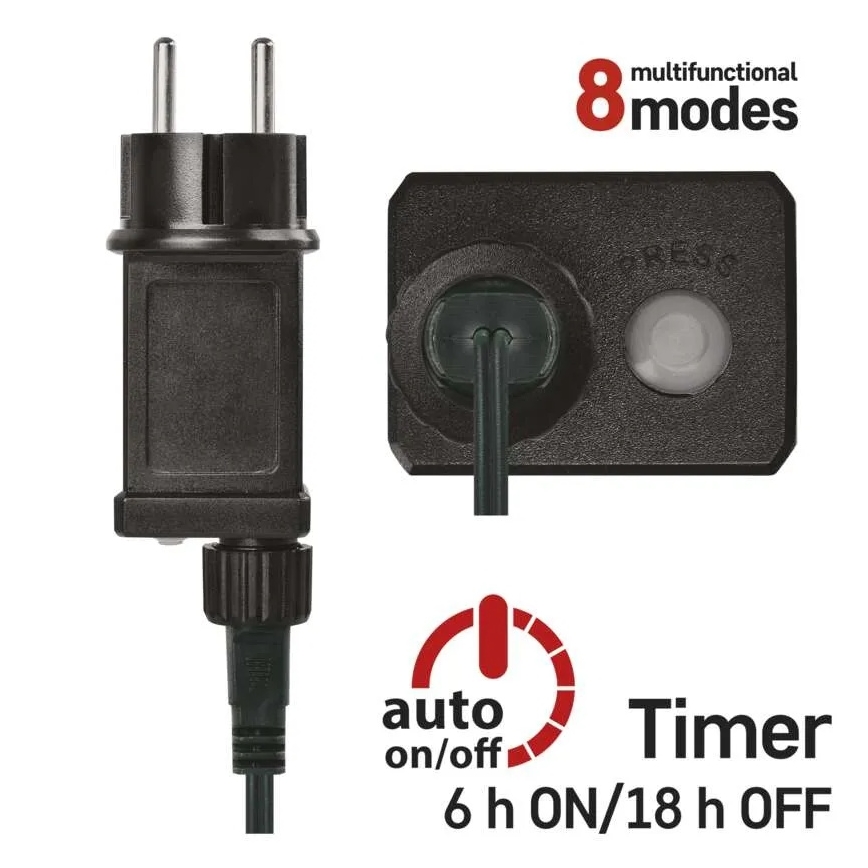 LED-valosarja 80xLED/230V/8 toimintoa 13m IP44 lämmin valkoinen