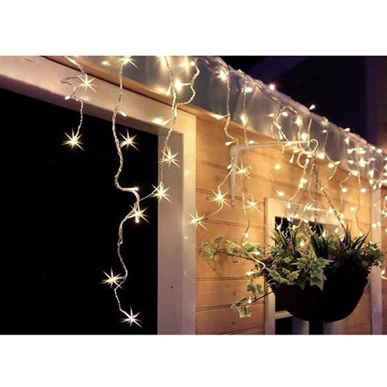 LED-valoverho ulkokäyttöön 120 LED / 8 toimintoa 9 m IP44 lämmin valkoinen