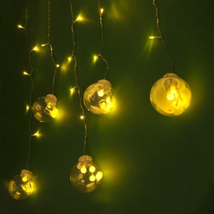 LED-valoverho WISH BALLS 108 LED / 8 valaistustilaa, 4,5 m, lämmin valkoinen