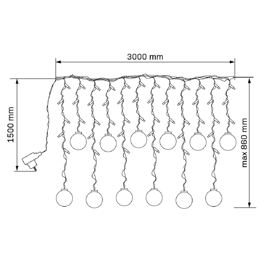 LED-valoverho WISH BALLS 108xLED/8 toimintoa 4,5 m lämmin valkoinen
