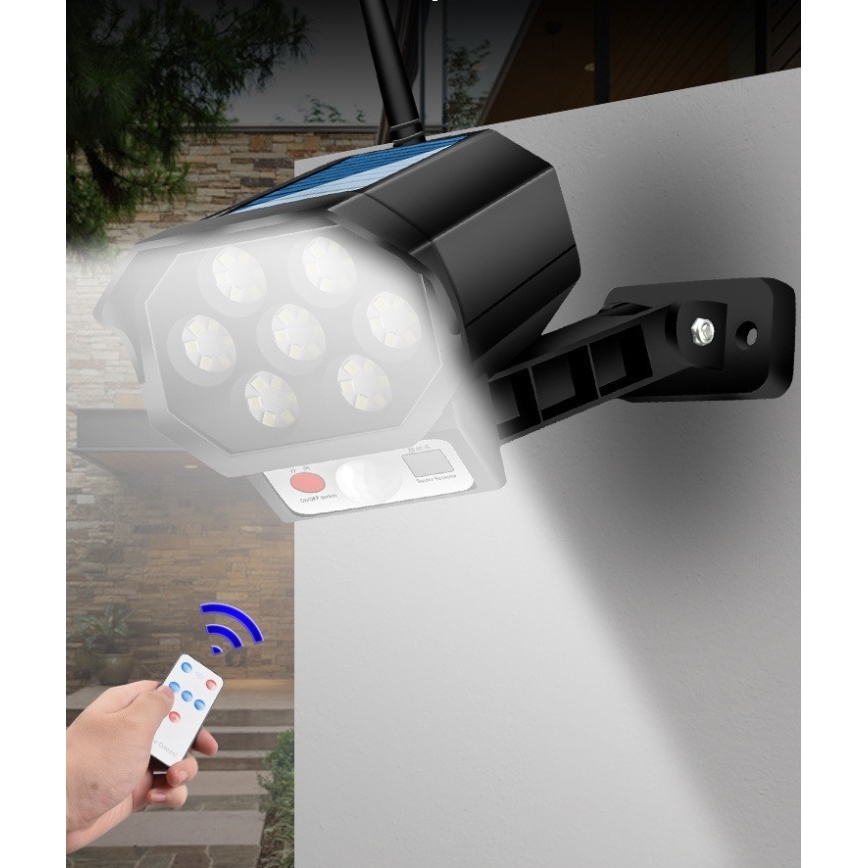 LED-valevalvontakamera anturilla ja aurinkopaneelilla LED/5W/5,5V 800 mAh IP65 + kaukosäädin