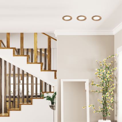 LED Upotettava valaisin WOODY SPOT LED/12,5W/230V 4000K pähkinä Ø 16 cm