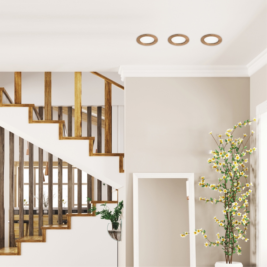 LED Upotettava valaisin WOODY SPOT LED/12,5W/230V 4000K pähkinä Ø 16 cm