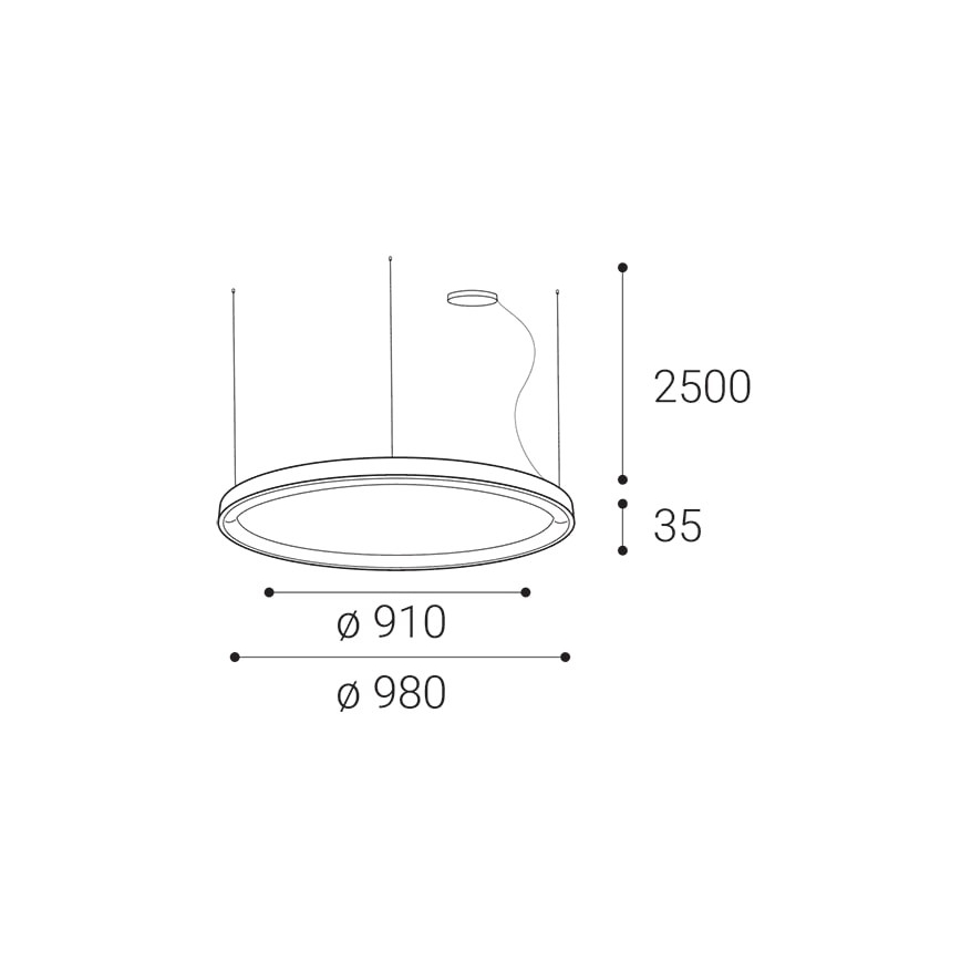LED2 - LED-himmennettävä kattokruunu johdossa BELLA LED/80W/230V 3000K/4000K musta