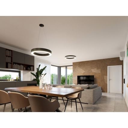 LED2 - LED-himmennettävä kattokruunu johdossa SATURN LED/50W/230V 3000K/4000K musta