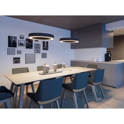 LED2 - LED-himmennettävä kattokruunu johdossa SATURN LED/50W/230V 3000K/4000K musta