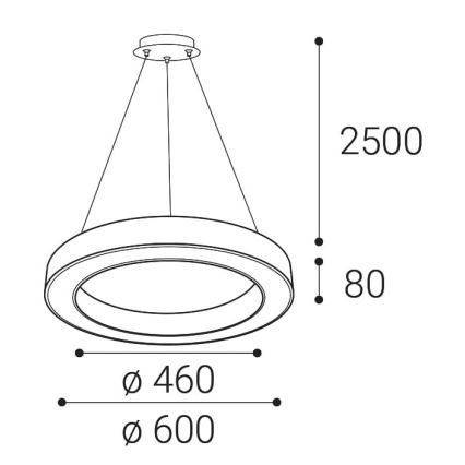 LED2 - LED-himmennettävä kattokruunu johdossa SATURN LED/50W/230V 3000K/4000K musta