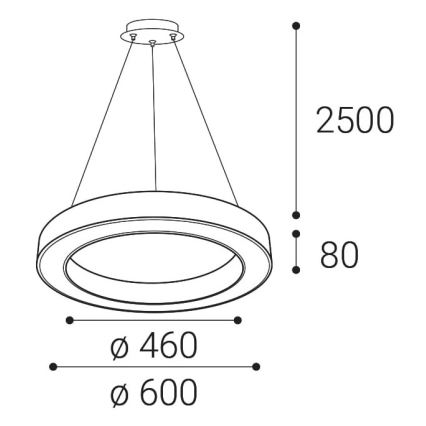 LED2 - LED-himmennettävä kattokruunu johdossa SATURN LED/50W/230V 3000K/4000K valkoinen