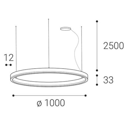 LED2 - LED Himmennettävä kattokruunu johdossa SATURN LED/80W/230V d. 100 cm valkoinen