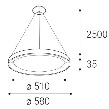 LED2 - LED Kattokruunu johdossa BELLA LED/48W/230V 3000K/4000K valkoinen