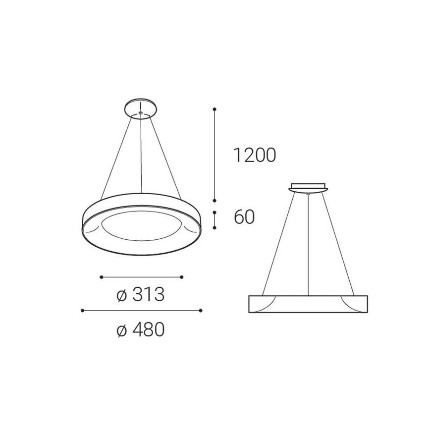 LED2 - LED-kattokruunu narussa BELLA LED / 40W / 230V 3000 / 4000K musta