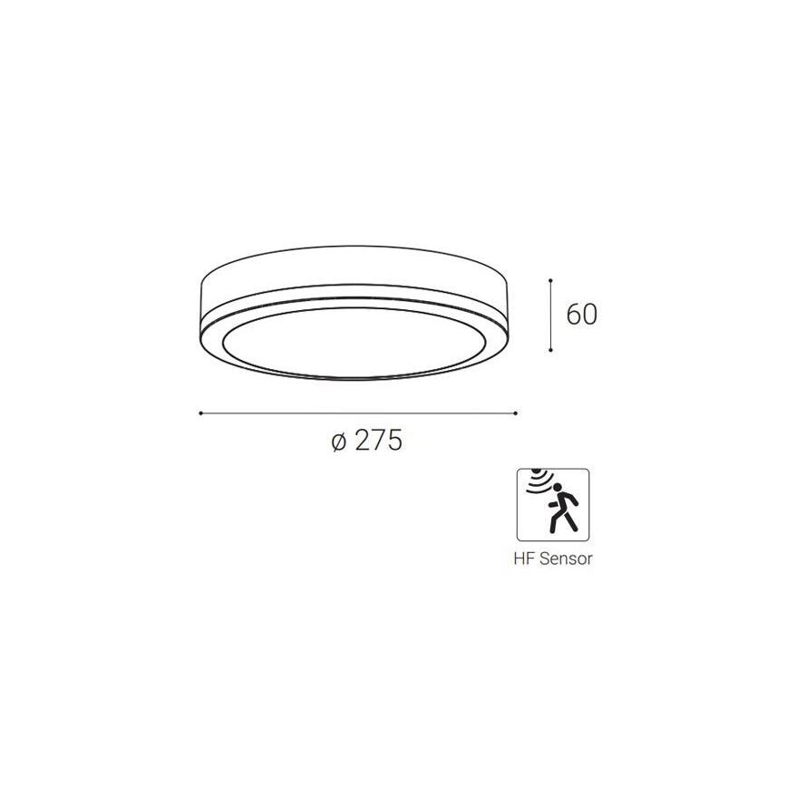 LED2 - LED ulkokattovalaisin anturilla KERY LED/18W/230V IP65 musta