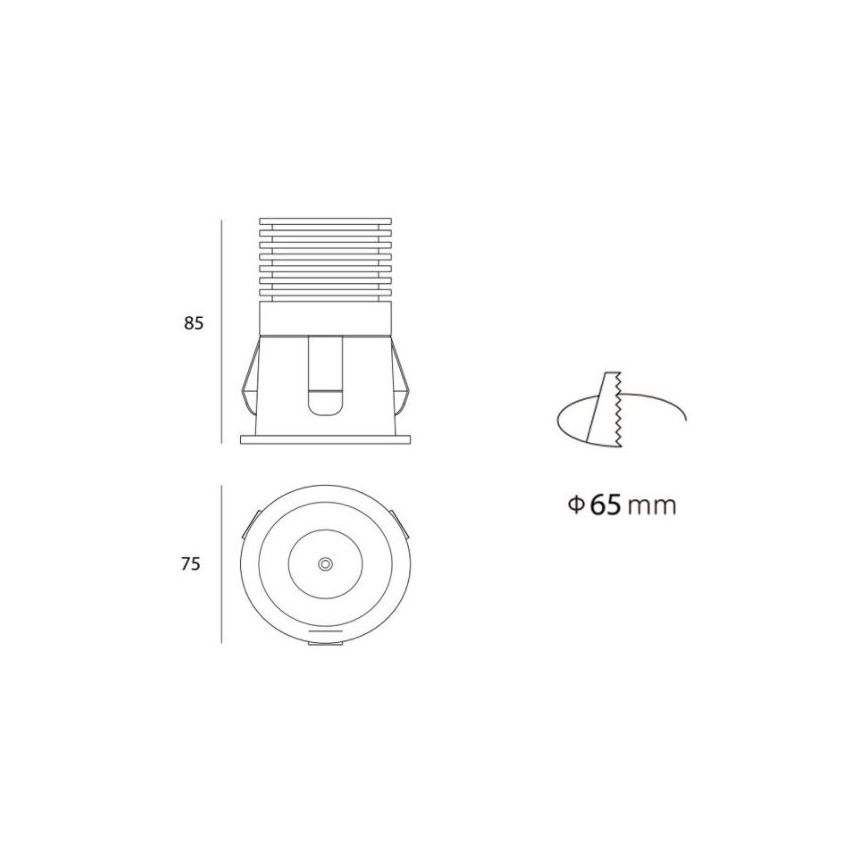 LED2 - LED Upotettu spottivalo RAY LED/10W/230V valkoinen IP44