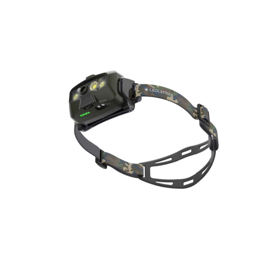 Ledlenser HF8R Core RGB - himmennettävä ladattava LED-otsalamppu, 3700 mAh, IP68, 1600 lm, 90 h, vihreä