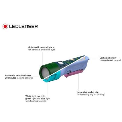 Ledlenser KIDBEAM4 RAINBOW - himmennettävä lasten LED-taskulamppu LED/2xAAA IP44 violetti