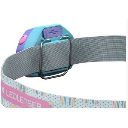 Ledlenser KIDLED4R RAINBOW - LED himmennettävä ladattava lasten otsalamppu LED/280 mAh IPX4 40lm 18 h violetti