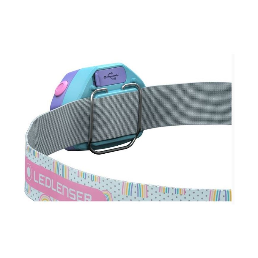 Ledlenser KIDLED4R RAINBOW - LED himmennettävä ladattava lasten otsalamppu LED/280 mAh IPX4 40lm 18 h violetti